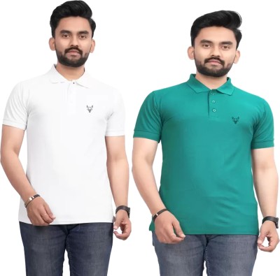 DEE LEAF Solid Men Polo Neck Multicolor T-Shirt