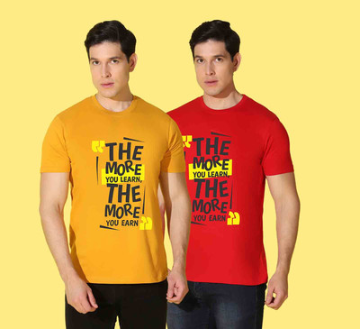 WOOSTRO Printed, Typography Men Round Neck Multicolor T-Shirt