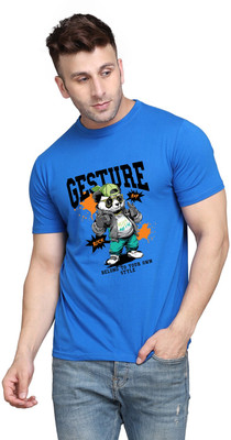 tfurnish Graphic Print Men Round Neck Blue T-Shirt