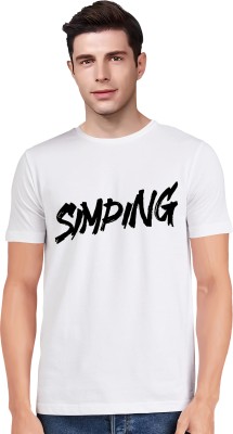 Tribal Slang Printed Men Round Neck White T-Shirt