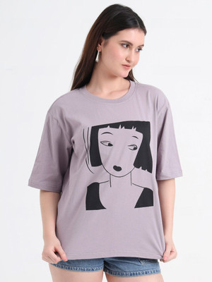 CHARMGAL Graphic Print Women Round Neck Grey T-Shirt