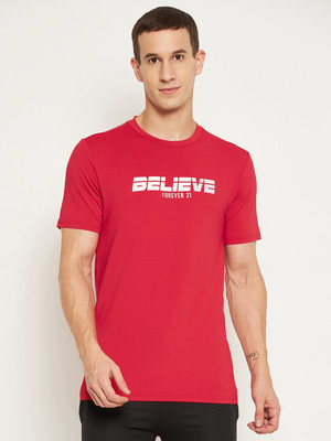 Perfkt-U Typography Men Round Neck Red T-Shirt
