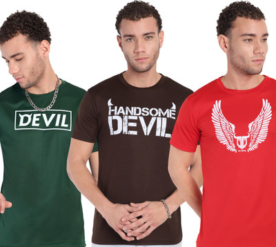 Go Devil Printed Men Round Neck Multicolor T-Shirt