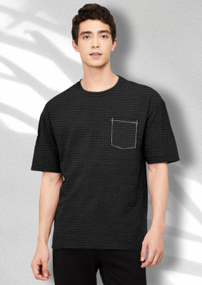 FTX Self Design Men Round Neck Black T-Shirt