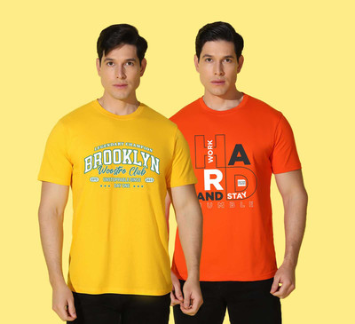 WOOSTRO Printed Men Round Neck Multicolor T-Shirt