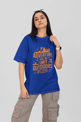 Stylewill Graphic Print Women Round Neck Blue T-Shirt