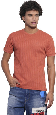 BEING HUMAN Self Design Men Crew Neck Red T-Shirt