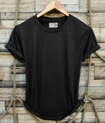 SR Fashion Solid Men Round Neck Black T-Shirt