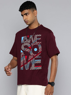 Moda Rapido Graphic Print Men Round Neck Maroon T-Shirt