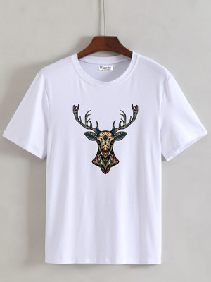 Magneto Printed Men Round Neck White T-Shirt