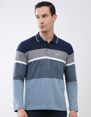 MONTE CARLO Colorblock Men Polo Neck Blue T-Shirt