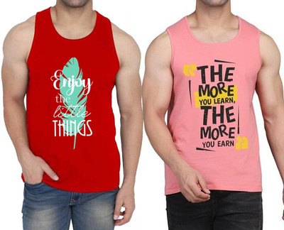 WOOSTRO Typography Men Scoop Neck Red, Pink T-Shirt
