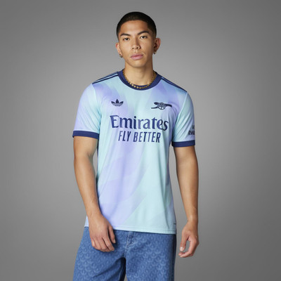 ADIDAS Printed Men V Neck Blue T-Shirt