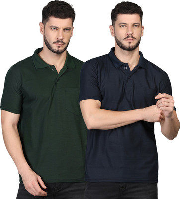 INKKR Solid Men Polo Neck Multicolor T-Shirt