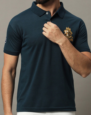 SINDHIGARMENT Solid Men Polo Neck Dark Green T-Shirt