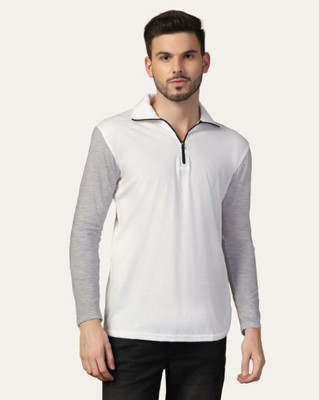 Trendfull Solid Men Polo Neck Grey, White T-Shirt