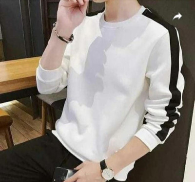 Richifashionhub Colorblock Men Round Neck White T-Shirt