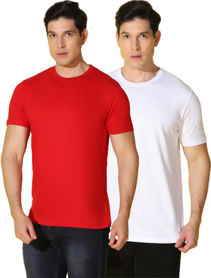 WOOSTRO Solid Men Round Neck Multicolor T-Shirt