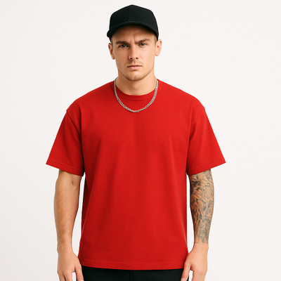 SONI BROS Solid Men Round Neck Red T-Shirt