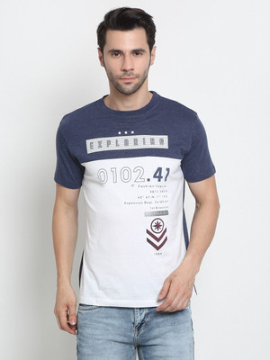 CANTABIL Printed Men Round Neck Dark Blue T-Shirt