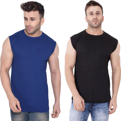 Moordale Fab Solid Men Round Neck Dark Blue, Black T-Shirt