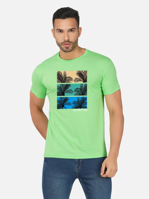 Moda Rapido Printed Men Round Neck Green T-Shirt