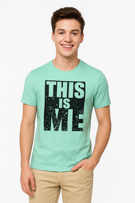 Neel Fashion Printed, Graphic Print Men Round Neck Green, Black T-Shirt