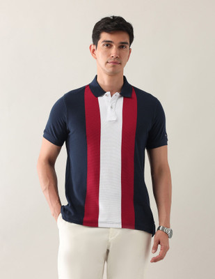 Arrow Sport Colorblock Men Polo Neck Blue T-Shirt
