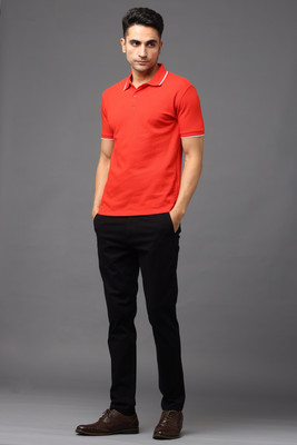 VS exclusive Solid Men Polo Neck Red T-Shirt