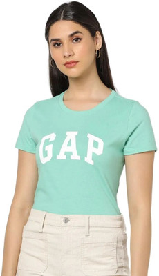GAP Graphic Print Women Crew Neck Blue T-Shirt