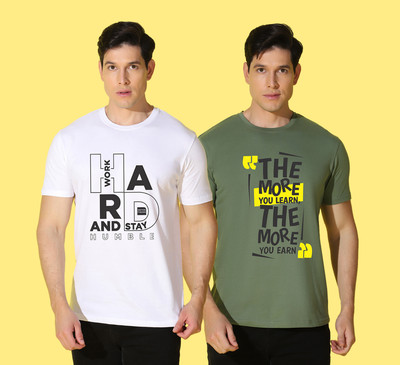 WOOSTRO Printed Men Round Neck Multicolor T-Shirt