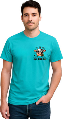 LIQQR Graphic Print Men Round Neck Blue T-Shirt