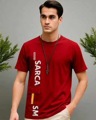 StyleFlick Printed Men Round Neck Red T-Shirt