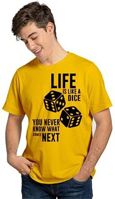 Feel Good Dorex Printed, Typography Men Round Neck Yellow T-Shirt