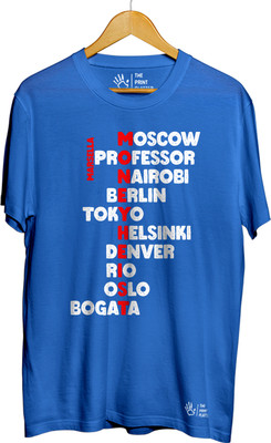 THE PRINT PLATTER Typography Men Round Neck Light Blue T-Shirt