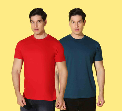 WOOSTRO Printed Men Round Neck Blue, Red T-Shirt