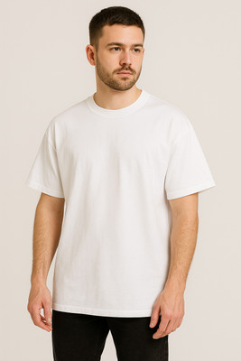 Pavisha Creation Self Design Men Round Neck Black T-Shirt