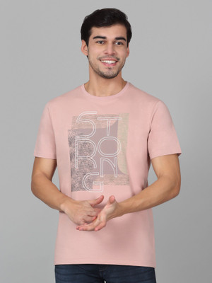 CANTABIL Printed Men Round Neck Pink T-Shirt