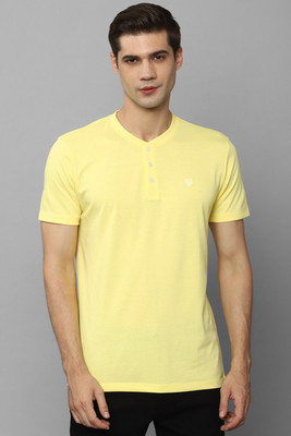 Allen Solly Solid Men Henley Neck Yellow T-Shirt