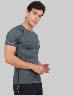 NINQ Solid Men Round Neck Grey T-Shirt