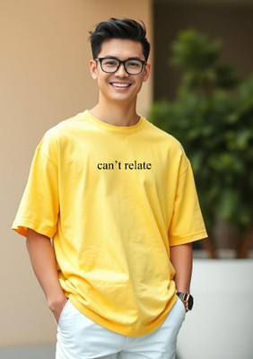 UrGear Printed Men Round Neck Yellow T-Shirt
