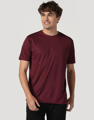 Lakshya Fashions Solid Men Round Neck Maroon T-Shirt