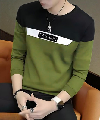 Autna Solid Men Round Neck Dark Green T-Shirt