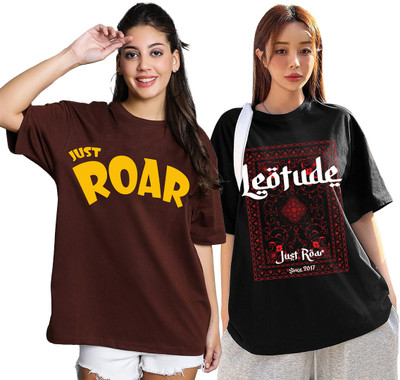 Leotude Printed Women Round Neck Multicolor T-Shirt