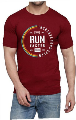 WOOSTRO Typography Men Round Neck Maroon T-Shirt