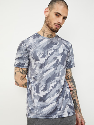 MAX Printed Men Round Neck Black T-Shirt