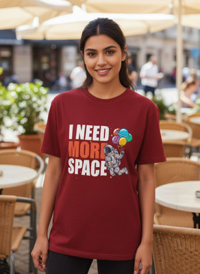 Stylewill Graphic Print Women Round Neck Maroon T-Shirt