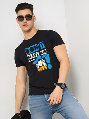 Kaido Self Design Men Round Neck Reversible Black T-Shirt
