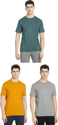 JOCKEY Solid Men Round Neck Yellow, Grey, Green T-Shirt