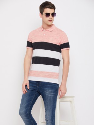 Club York Striped Men Polo Neck Pink T-Shirt